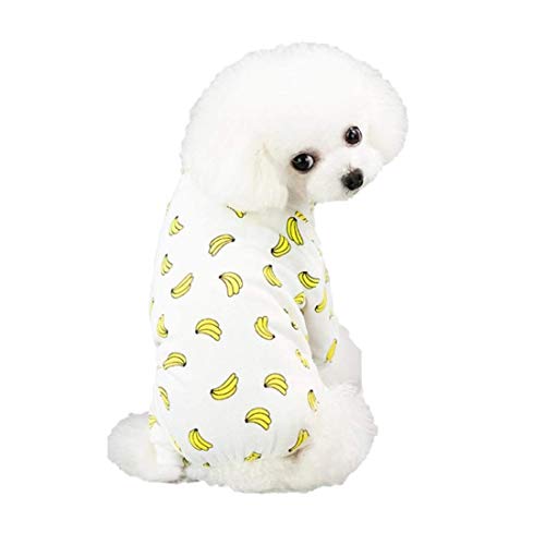 Ducomi Piji Pyjama für Hunde und Hunde, Baumwolle, kleine und mittlere Größe, Pyjama, Katzen, 4 Beine, Komplettset für Haustiere, Kostüm, Halloween, Karneval (Banane, S) von Ducomi