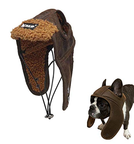 Ducomi Pilotenmütze für Hunde, aus Leder, für Karneval, Halloween, Feste, weiche und warme Fütterung von Ducomi