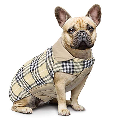 Ducomi Royal Hundemantel - Wendbar mit Schottischem Muster - Gepolsterte und wasserdichte Jacke auf der Einen Seite - Warmes und Weiches Fleece auf der Anderen (Beige, 3XL) von Ducomi