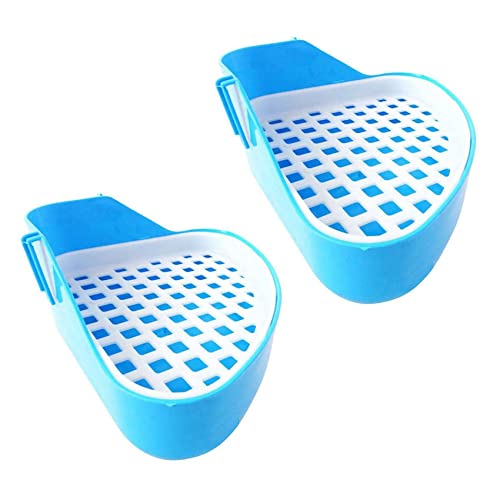 Duendhd 2X Hase Toilette MüLleimer, Kleines Tier Ecke TöPfchen, Ecke für Haustier Abfälle für Kaninchen, (Blau) von Duendhd