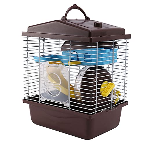 Duendhd Pet Cage Hamster Cottage mit Transparentem Oberlicht-Doppelschichthaus für Hamster Golden Hamster Pet Coffe von Dasing