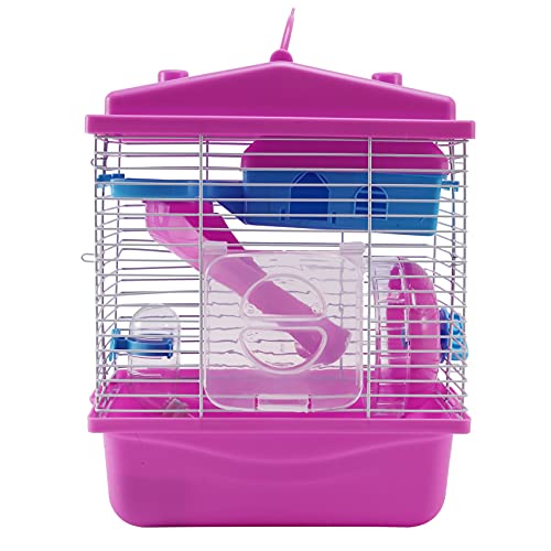 Duendhd Pet Cage Hamster Cottage mit Transparentem Oberlicht-Doppelschichthaus für Hamster Golden Hamster Pet Rosa von Duendhd