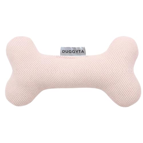 Duggyta Plüsch Plüsch Hundeknochen Spielzeug - Langlebiges weiches Welpen-Kauspielzeug mit Quietscher für kleine und mittelgroße Hunde (Weiß) von Duggyta