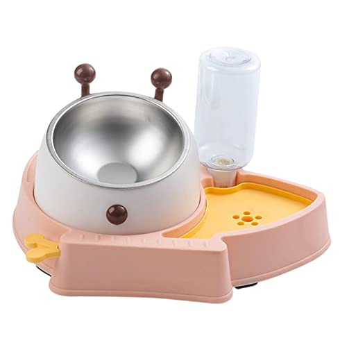 Duiaynke Doppeltes Wasser- und Futternapf-Set für Welpen, Katzen, automatischer Wasserspender, Flaschen-Futterspender für kleine, mittelgroße Hunde, Reisezubehör (Rosa) von Duiaynke