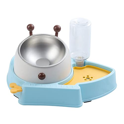Duiaynke Doppeltes Wasser- und Futternapf-Set für Welpen, Katzen, automatischer Wasserspender, Flaschen-Futterspender für kleine, mittelgroße Hunde, Reisezubehör (blau) von Duiaynke
