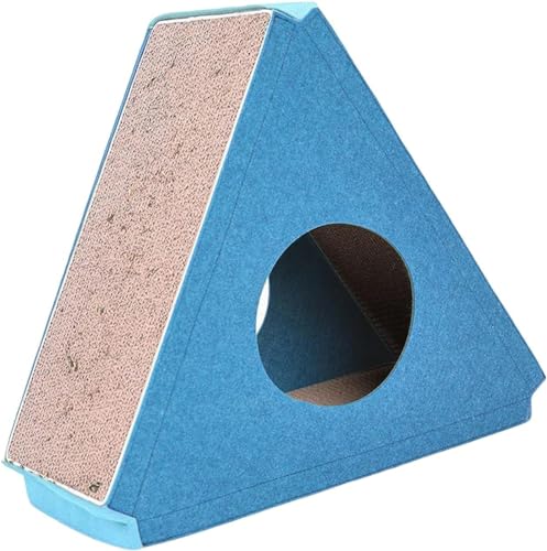Duiaynke Dreieck Katzenkratzer Karton Katzenkratzpad Lounge Bett Schleifkralle für Kätzchen verhindert Möbelschäden (Blau) von Duiaynke