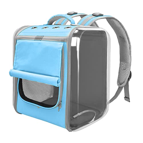 Duiaynke Haustier-Katzentragerrucksack, transparentes Fenster, Katzen unter 9 kg, mit verstellbaren Schultergurten, Rucksack für den Außenbereich (blau) von Duiaynke