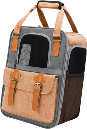 Duiaynke Haustier-Tragerucksack, Hundereisetasche, Kätzchen-Tragetasche, Schultergurt, Tragetasche, atmungsaktiv, für Reisen, Wandern (Orange) von Duiaynke