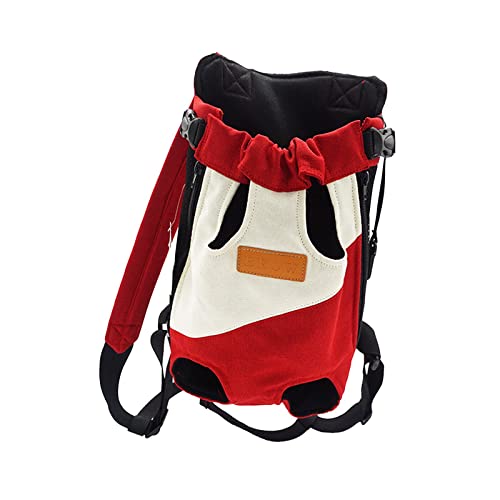 Duiaynke Haustier-Tragetasche, Rucksack, Katze, Brusttasche, tragbarer Schultergurt, Vordertrage, Beine, zum Spazierengehen, Wandern, Camping (M, Rot-Weiß) von Duiaynke