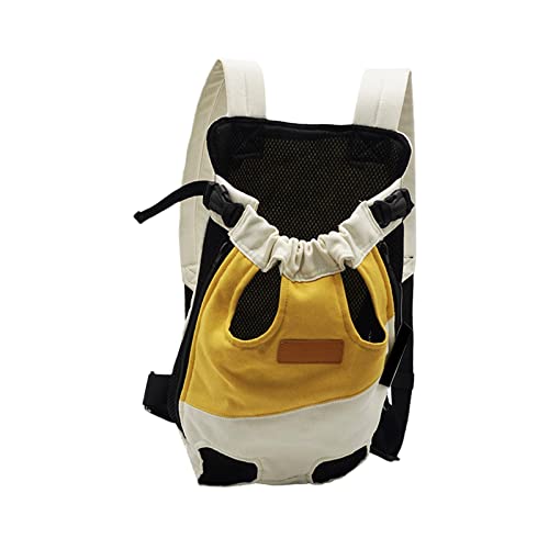 Duiaynke Haustier-Tragetasche, Rucksack, Katze, Brusttasche, tragbarer Schultergurt, Vordertrage, Beine, zum Spazierengehen, Wandern, Camping (S, Weiß / Gelb) von Duiaynke