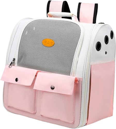 Duiaynke Haustier-Tragetasche, multifunktional, zusammenklappbar, verstellbarer Gurt, weicher Rucksack, Hundetragetasche für Camping, Reisen (Rosa) von Duiaynke