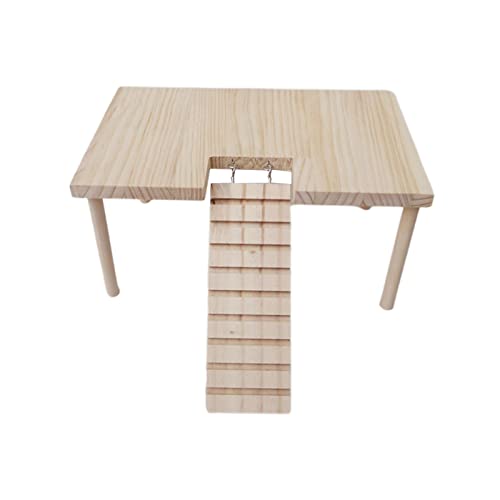 Duiaynke Holzplattform für kleine Haustiere, mit Säulen, Lebensraum, Dekoration, Tischstange, Ständer, Spielplatz, Käfigzubehör (24 x 16 x 13,5 cm) von Duiaynke