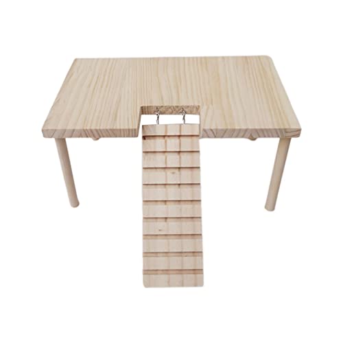 Duiaynke Holzplattform für kleine Haustiere, mit Säulen, Lebensraum, Dekoration, Tischstange, Ständer, Spielplatz, Käfigzubehör (32 x 20,5 x 15,5 cm) von Duiaynke