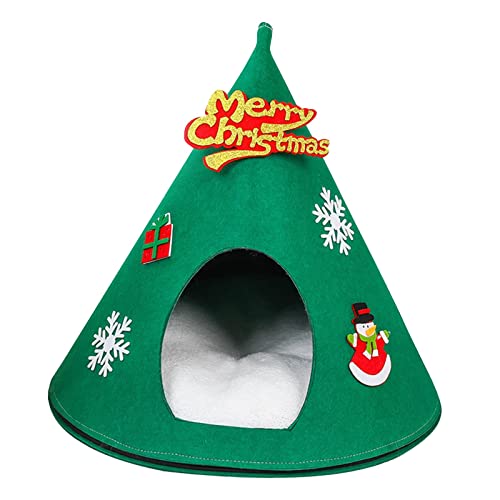 Duiaynke Katzen-Schlafbett, Weihnachts-Katzenzelt, bequem und langlebig, dreieckig, Haustier-Höhle für den Innenbereich, Grün Duiaynke Katzen-Schlafbett, Weihnachts-Katzenzelt, bequem und langlebig, dreieckig, Haustier-Höhle für den Innenbereich, Grün von Duiaynke