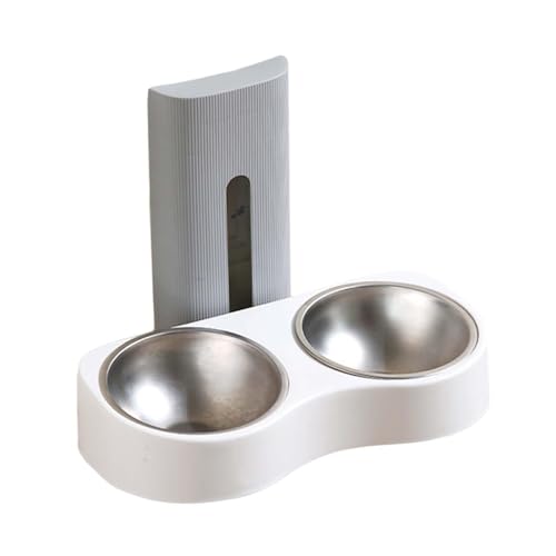 Duiaynke Katzenfutter- und Wassernapf-Set zur Wandmontage, für den Innenbereich, Grau und Weiß (Grau und Weiß) von Duiaynke