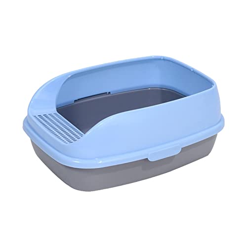 Duiaynke Katzentoilette mit offener Oberseite, Haustierbedarf, Katzentoilette, halbgeschlossene Katzentoilette, langlebig, Kätzchen-Toilette (blau) von Duiaynke