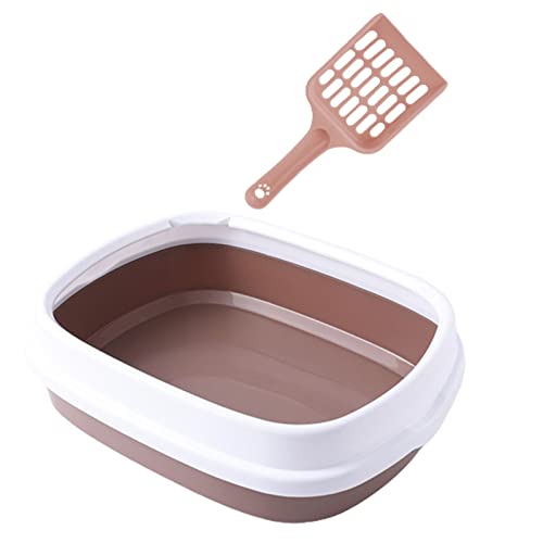 Duiaynke Pet Bedpan Halboffene Katzentoilette, Spritzschutz, Katzentoilette, Sandkasten, Katzentoilette für Kaninchen, Kätzchen, Kaninchen (Braun) von Duiaynke