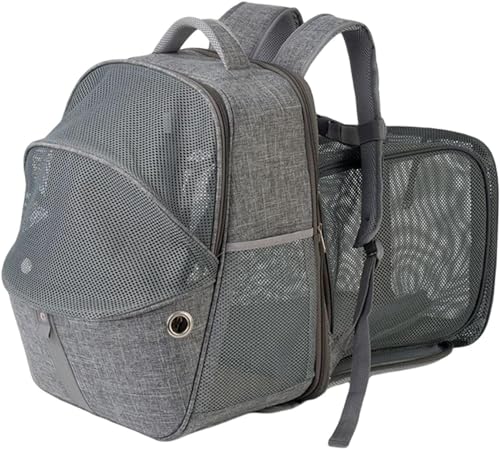 Duiaynke Tragbarer Katzenrucksack, Tragetasche, Rucksack, erweiterbares Netzgewebe, atmungsaktiv, faltbar, Haustier-Reisetasche, Grau Duiaynke Tragbarer Katzenrucksack, Tragetasche, Rucksack, erweiterbares Netzgewebe, atmungsaktiv, faltbar, Haustier-Reisetasche, Grau von Duiaynke