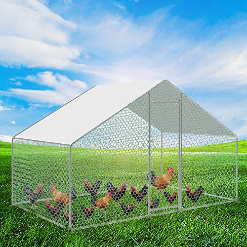 Duisrech Hühnerstall Freilaufgehege 3 x 2 x 2m groß Huhnerstallauslauf mit PVC-beschichtetes Schatten Dach Verzinkter Stahlrahmen für Hühnerkäfig Geflügelstall Vogelkäfig Kleintiere von Duisrech