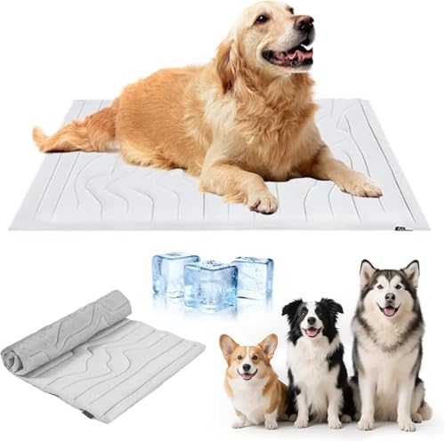 Dujuanus Kühlmatte für Hunde, Selbst Kühlende Hundematte, Frischematte für Hunde und Katzen, Sommer Kühlkissen hundematte für Zuhause Unterwegs oder im Auto (M-91x58cm) von Dujuanus