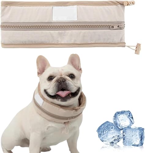 Petzymart Cool Loop, Kühlhalsband für Hunde,Hundehalsband Kühlend, Kühlhalsband für Hunde, Sommer-Kühlschal für Haustiere, Welpen zum Abkühlen beim Ausgehen (Beige,L) von Dujuanus