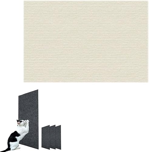 Selbstklebend Kratzteppich Katze Wand, DIY Climbing Cat Scratcher - Kratzschutz Katzenkratzmatte für Schützt Teppiche Sofa Möbelschutz (30 * 100cm,Beige) von Dujuanus