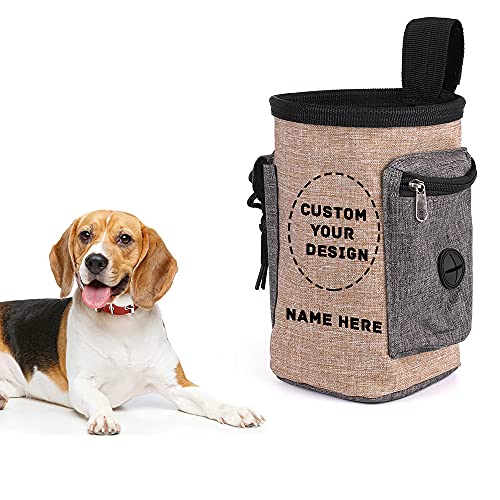 DukeIo Leckerli-Beutel für Haustier-Training mit Foto/Text, personalisierbare Leckerli-Tasche für Hundetraining, Braun von DukeIo