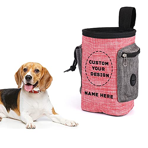 DukeIo Leckerli-Beutel für Haustier-Training mit Foto/Text, personalisierbare Leckerli-Tasche für Hundetraining, Rot von DukeIo