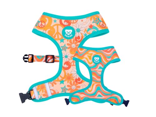 DUKIER - Reversibles Geschirr für Hunde, Zugsicherung, atmungsaktiv und reflektierend für Haustiere, aus Neopren und Mesh, verstellbar, Peace-Design, Größe XL DUKIER - Reversibles Geschirr für Hunde, Zugsicherung, atmungsaktiv und reflektierend für Haustiere, aus Neopren und Mesh, verstellbar, Peace-Design, Größe XL von Dukier