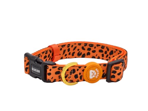 DUKIER - Hundehalsband, verstellbar und verstellbar, Neopren-Haustierzubehör, robust, Cheetah Gold, Größe M von Dukier