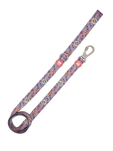 DUKIER - Hundeleine lang und robust mit Sicherheitskarabiner aus Neopren Flower Power Design Größe S von Dukier