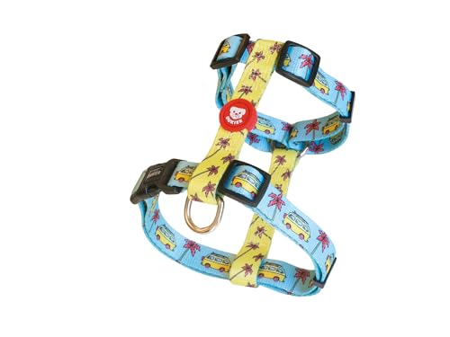 DUKIER - Klassisches Hundegeschirr, Zugweste, verstellbar und H-Form, zugelassen mit 4-Punkt-Sicherheitsverschluss, Design California mit doppeltem Druck, Größe L DUKIER - Klassisches Hundegeschirr, Zugweste, verstellbar und H-Form, zugelassen mit 4-Punkt-Sicherheitsverschluss, Design California mit doppeltem Druck, Größe L von Dukier