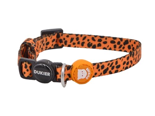 DUKIER - Katzenhalsband, verstellbar und verstellbar, robustes Haustierzubehör mit Sicherheitsverschluss, Cheetah Gold Design, Einheitsgröße (17-29 cm) von Dukier