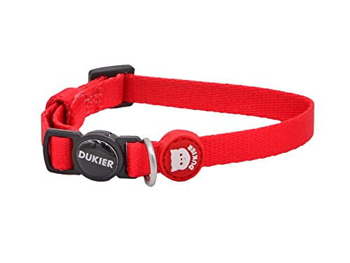 DUKIER - Katzenhalsband, verstellbar und verstellbar, Robustes Haustierzubehör mit Sicherheitsverschluss, Rot-Design, Einheitsgröße (17 – 29 cm) von Dukier