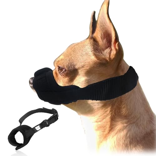 Hundemaulkorb verhindert Beißen und Fressen Bellen und Kauen, 8-13cm Verstellbarer Nylon-Maulkorb mit atmungsaktivem Netz, Hundemaulkorb für kleine bis mittelgroße Hunde, für Training und Spaziergänge von Dumhuts
