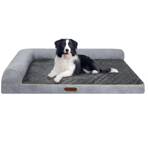 Dungwei Orthopädisches Hundebett, wasserdicht, großes Hundebett mit abnehmbaren Nackenrollen und waschbarem Bezug, 99,1 x 58,4 x 17,8 cm, Hellgrau Dungwei Orthopädisches Hundebett, wasserdicht, großes Hundebett mit abnehmbaren Nackenrollen und waschbarem Bezug, 99,1 x 58,4 x 17,8 cm, Hellgrau von Dungwei