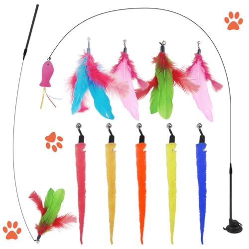 Dunkwckore 13 Stück Katzenspielzeug Selbstbeschäftigung, Interaktives Katzenspielzeug Angel mit Saugnäpfen, Katzenangel, Katzen Spielzeug, Cat Toys Intelligenz Spielzeug Mit Federn Dunkwckore 13 Stück Katzenspielzeug Selbstbeschäftigung, Interaktives Katzenspielzeug Angel mit Saugnäpfen, Katzenangel, Katzen Spielzeug, Cat Toys Intelligenz Spielzeug Mit Federn von Dunkwckore