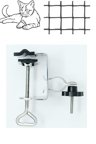 Aktion - Edelstahl Balkon KATZENNETZ Halter an rund oder eckig mit ø bis 50 mm und Stöcke bis 38 mm ø -Zum aktuellen Test-Preis Made B. Württemberg von Duo - Masterholder holly