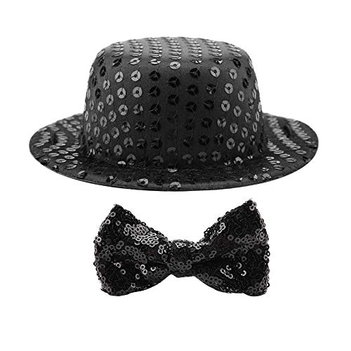 Haustier Hund Kappe Fliege Set, Hund und Katzenschwarzhut Modische Geburtstagsfeier Haustier Hunde Katzen Schwarz Pailletten Hut Einstellbare Pompons Topper Dekoration Haustier Hund Kappe Fliege Set, Hund und Katzenschwarzhut Modische Geburtstagsfeier Haustier Hunde Katzen Schwarz Pailletten Hut Einstellbare Pompons Topper Dekoration von Duokon