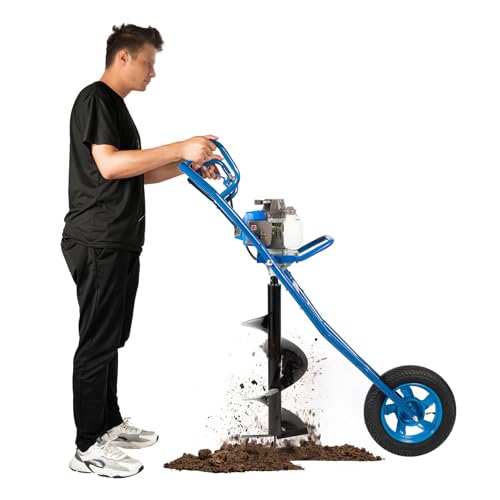 Duoruameng 2-Takt Benzin Erdbohrer, 63CC Post Lochbagger Erdlochbohrer mit Gummireifen, Bohrerlänge 81cm Ø 30cm, Post Hole Digger für Bauernhöfen Gärten Duoruameng 2-Takt Benzin Erdbohrer, 63CC Post Lochbagger Erdlochbohrer mit Gummireifen, Bohrerlänge 81cm Ø 30cm, Post Hole Digger für Bauernhöfen Gärten von Duoruameng