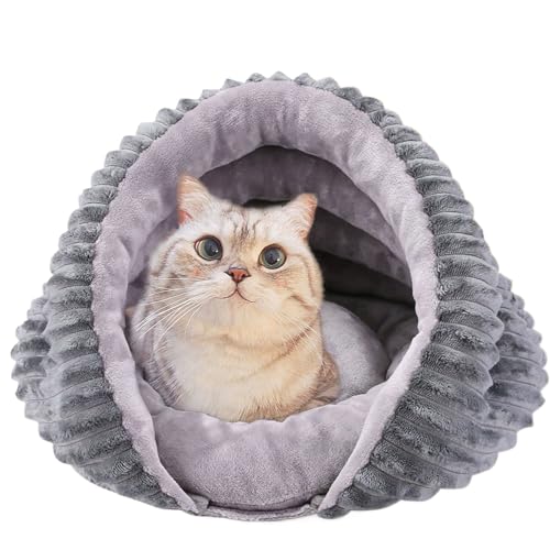 Duqulle Katzenbett Höhle, Abnehmbares Katzenhaus Bett Für Innenbereich, Wärmendes Rutschfestes Haus Mit Tunnel Für Outdoor Winterreise Zuhause Weihnachten Balkon Schlafzimmer von Duqulle