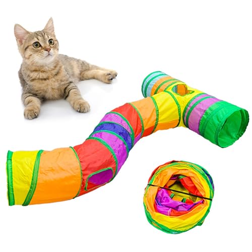 Durdiiy Katzentunnel, S-förmig, T-Form, bunt, zusammenklappbar, Spielplatz, Spielzeug, interaktives Katzenhöhle, Kleintierversteck, Labyrinth-Spielzeug, für drinnen und draußen, für Kätzchen, Katzen, Durdiiy Katzentunnel, S-förmig, T-Form, bunt, zusammenklappbar, Spielplatz, Spielzeug, interaktives Katzenhöhle, Kleintierversteck, Labyrinth-Spielzeug, für drinnen und draußen, für Kätzchen, Katzen, von Durdiiy