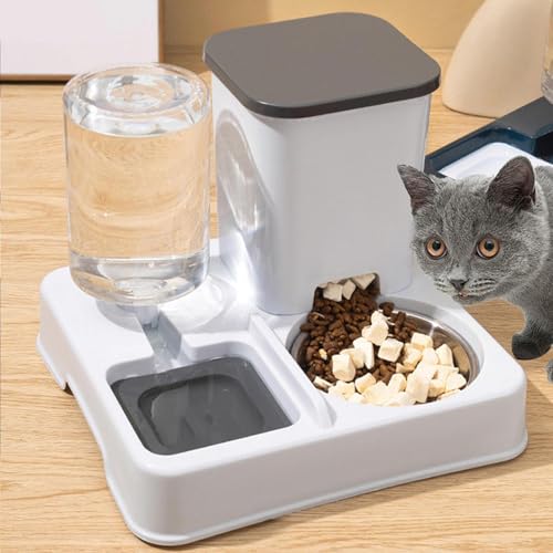 Duroecsain Katzen Automatischer Futterautomat,Selbstfüllende Und Selbstbewässernde Katzennapf - Für Kitten Welpen Und Kleine Bis Mittelgroße Haustiere Im Mehrkatzenhaushalt von Duroecsain
