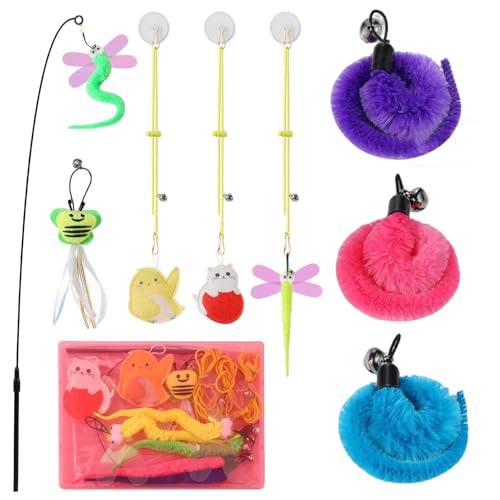 Duroecsain Katzenfeder, Katzenfederspielzeug | Cat -Retractable Teaser Interactive Toys | 9X Catnip & Bell Catcher, Haustiervorräte, Ersatzteaser für alle Rassengrößen Duroecsain Katzenfeder, Katzenfederspielzeug | Cat -Retractable Teaser Interactive Toys | 9X Catnip & Bell Catcher, Haustiervorräte, Ersatzteaser für alle Rassengrößen von Duroecsain