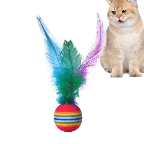 Duroecsain Katzenspielzeug mit aufblasbarem Ball aus Federn, Kätzchen-Ball-Spielzeug | interaktives springendes Katzenspielzeug | Unterhaltung für Haustiere für eine kleine Rasse, große Rasse, Welpen von Duroecsain