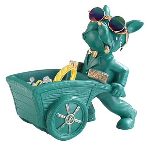 Duroecsain Niedliche Schlüsselschale, Süßigkeitenschüssel für Hunde, Harz, Figur Candy Bowl, niedlicher Hund zieht an einem Straßenbahn-Design, Heimdekoration für Wohnzimmer von Duroecsain