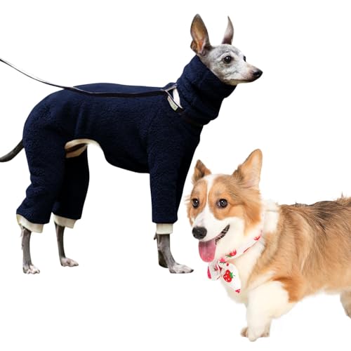 Duroecsain Schlafanzug Mit Rollkragen für Hunde | Warme Kleidung - Elastischer Rollkragen Mit 4 Beinen, Vollständig Abgedeckt, Einfarbig, für Kleine, Mittelgroße und Große Hunde von Duroecsain
