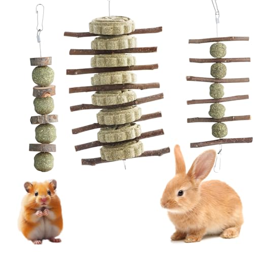 Duronge 3 Stück Kaninchen Spielzeug, Kaninchen Hamster Kauspielzeug, Apfelzweigen Natürlicher Graskuchen, Kaninchen Spielzeug Beschäftigung, Zahnpflege für Kaninchen, Hamster, für Kleintiere Zahnen Duronge 3 Stück Kaninchen Spielzeug, Kaninchen Hamster Kauspielzeug, Apfelzweigen Natürlicher Graskuchen, Kaninchen Spielzeug Beschäftigung, Zahnpflege für Kaninchen, Hamster, für Kleintiere Zahnen von Duronge
