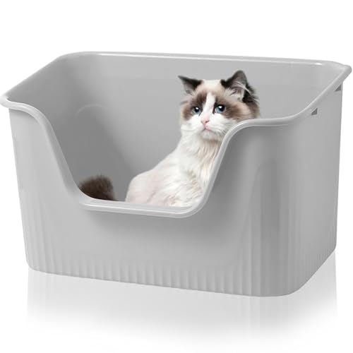 Duscdesp Katzenklo Offen Groß 44x38x22cm, Katzentoilette Hoher Rand Ohne Deckel Katzen Klo Cat Litter Box Spritzwassergeschützt für Große Katzen, Kleine Kätzchen Toilet XXL Toilette, Grau Duscdesp Katzenklo Offen Groß 44x38x22cm, Katzentoilette Hoher Rand Ohne Deckel Katzen Klo Cat Litter Box Spritzwassergeschützt für Große Katzen, Kleine Kätzchen Toilet XXL Toilette, Grau von Duscdesp