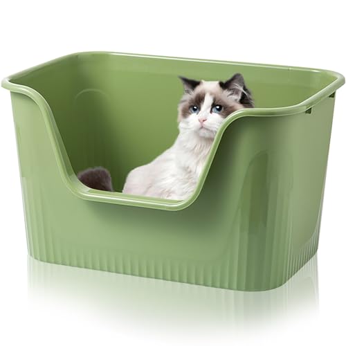 Duscdesp Katzenklo Offen Groß 44x38x22cm, Katzentoilette Hoher Rand Ohne Deckel Katzen Klo Cat Litter Box Spritzwassergeschützt für Große Katzen, Kleine Kätzchen Toilet XXL Toilette, Grün Duscdesp Katzenklo Offen Groß 44x38x22cm, Katzentoilette Hoher Rand Ohne Deckel Katzen Klo Cat Litter Box Spritzwassergeschützt für Große Katzen, Kleine Kätzchen Toilet XXL Toilette, Grün von Duscdesp